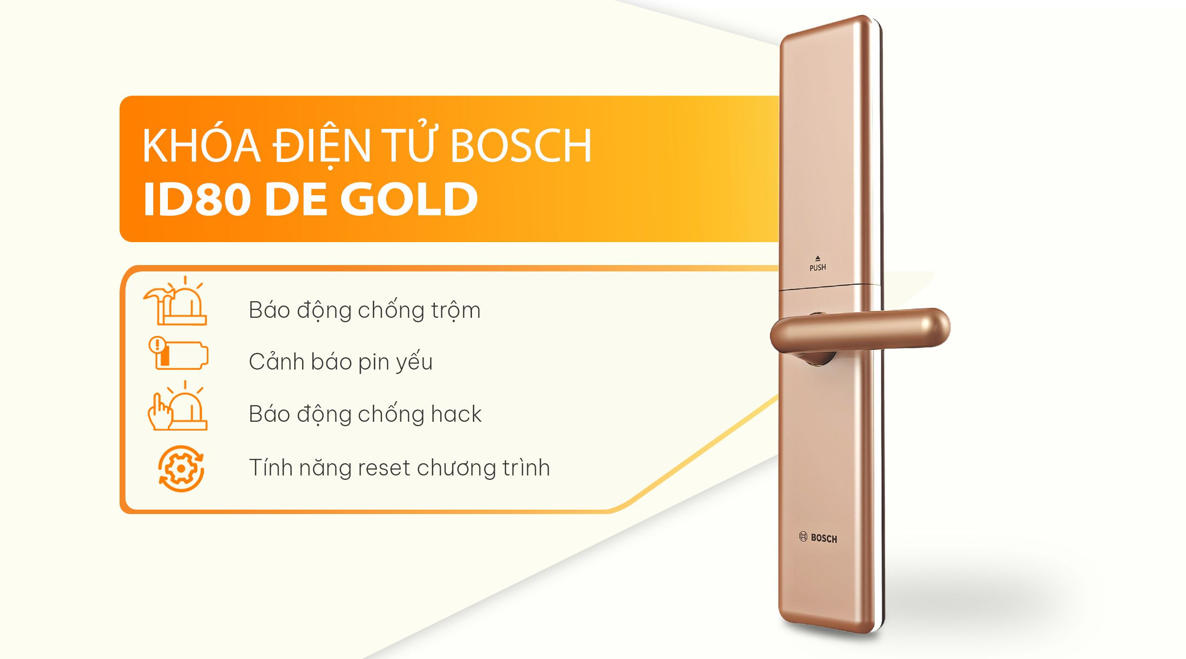 Tính năng khóa điện tử BOSCH ID80 DE VÀNG